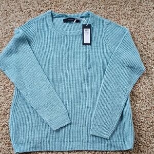 Women’s Ribbed Crewneck Sweater in Light Blue